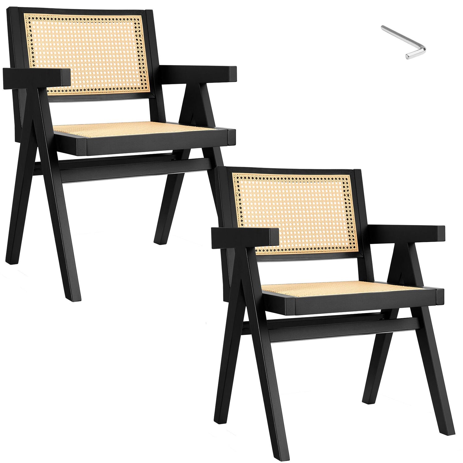 tectake® Eetkamerstoel Lizzy met Weens vlechtwerk in boho-stijl