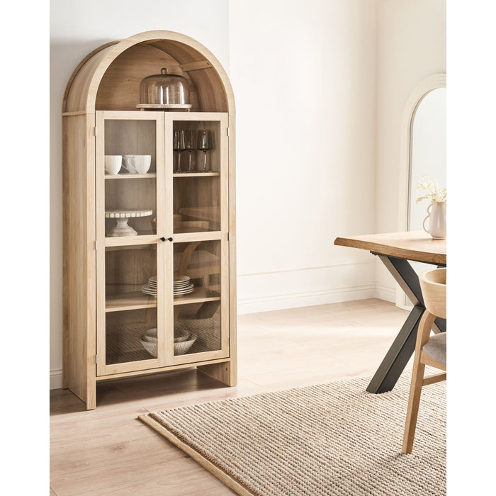 Beliani - GLENWOOD - Glazen vitrinekast - Lichtbruin - Vezelplaat