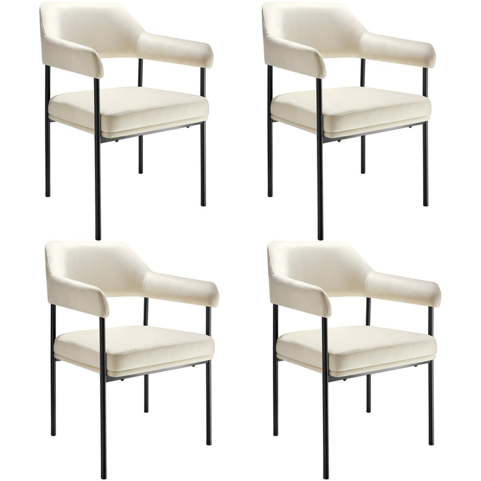 tectake® Eetkamerstoel Doé, gestoffeerd, stalen poten - Set van 4