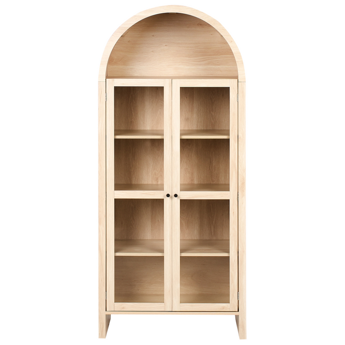 Beliani - GLENWOOD - Glazen vitrinekast - Lichtbruin - Vezelplaat