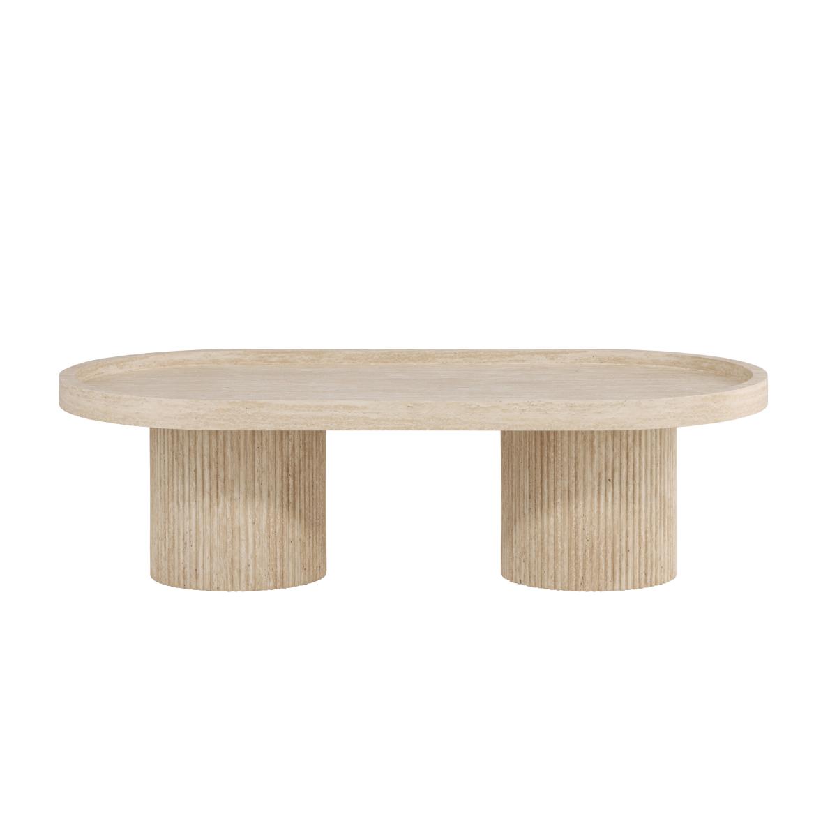 Svea - Bjørn ovale salontafel - 120 x 60 cm - travertinlook