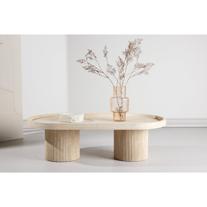 Svea - Bjørn ovale salontafel - 120 x 60 cm - travertinlook