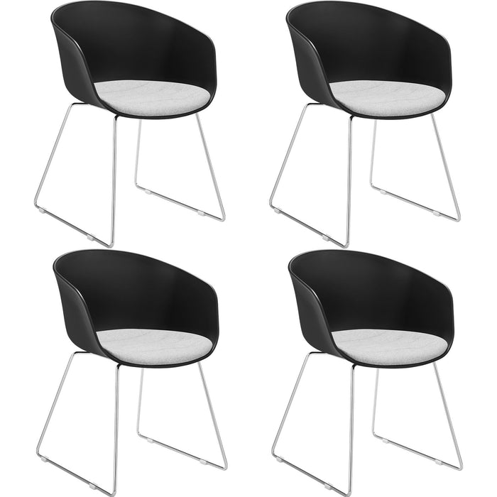 tectake® Kunststof eetkamerstoel Logart, gestoffeerd - Set van 4