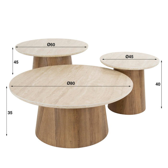 AnLi Style Salontafel Romano rond set|3