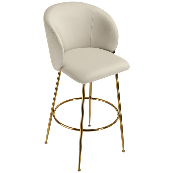 tectake® Barkruk Luana, met rugleuning, fluweellook - Set van 2