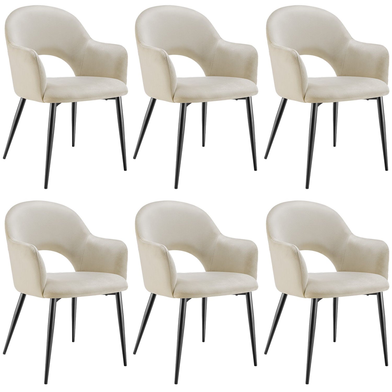 tectake® Eetkamerstoel Sachel, fluweellook, gestoffeerd, 120 kg