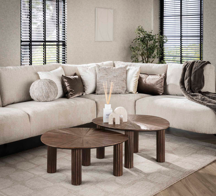 AnLi Style Salontafel Maya Teak driehoekig set|2