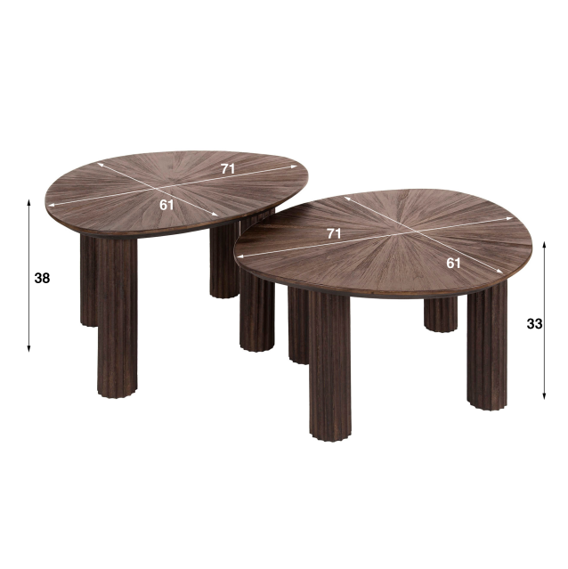 AnLi Style Salontafel Maya Teak driehoekig set|2
