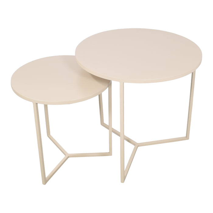 LOFT42 Dulon Set Bijzettafels Rond - Beige - Ø49x46