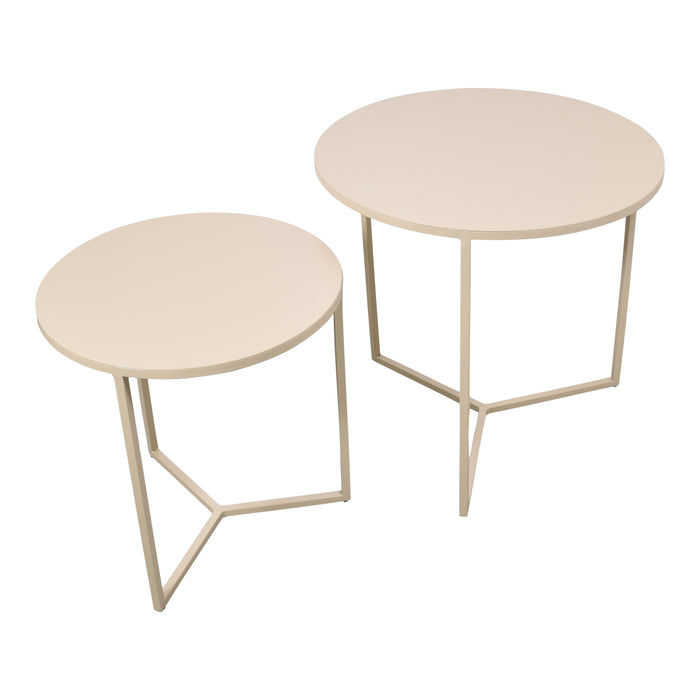 LOFT42 Dulon Set Bijzettafels Rond - Beige - Ø49x46
