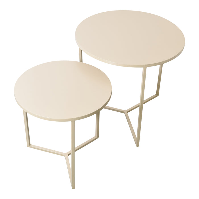 LOFT42 Dulon Set Bijzettafels Rond - Beige - Ø49x46