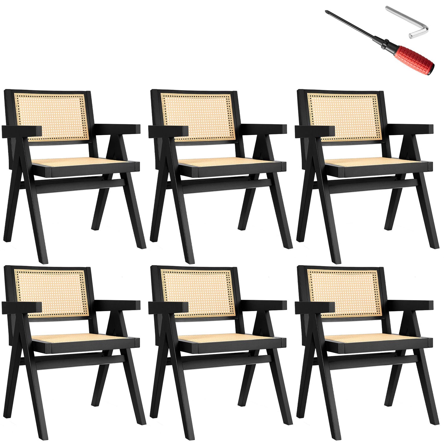 tectake® Eetkamerstoel Lizzy met Weens vlechtwerk in boho-stijl