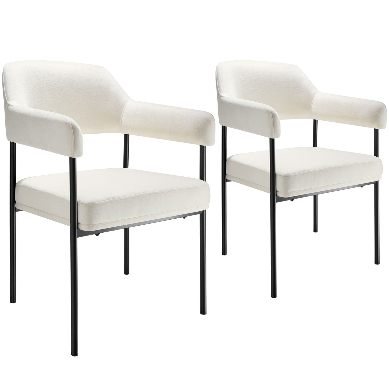 tectake® Eetkamerstoel Doé, gestoffeerd, stalen poten - Set van 2