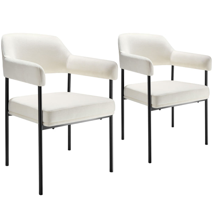 tectake® Eetkamerstoel Doé, gestoffeerd, stalen poten - Set van 2