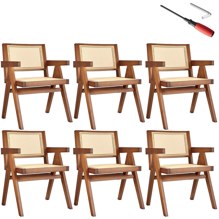 tectake® Eetkamerstoel Lizzy met Weens vlechtwerk in boho-stijl