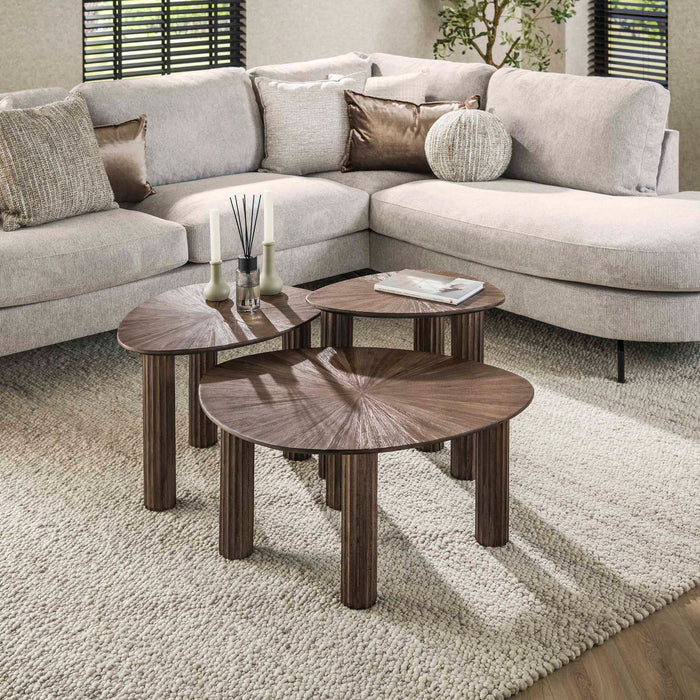 Fraaai Alistair bijzettafel set van 3 driehoek Maya teak - bruin