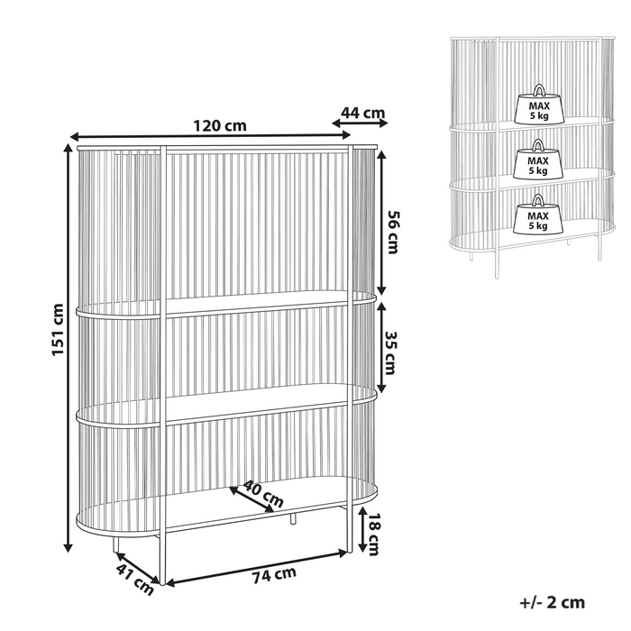 Beliani - BIRSON - Opbergkast 3 planken - Zwart - MDF