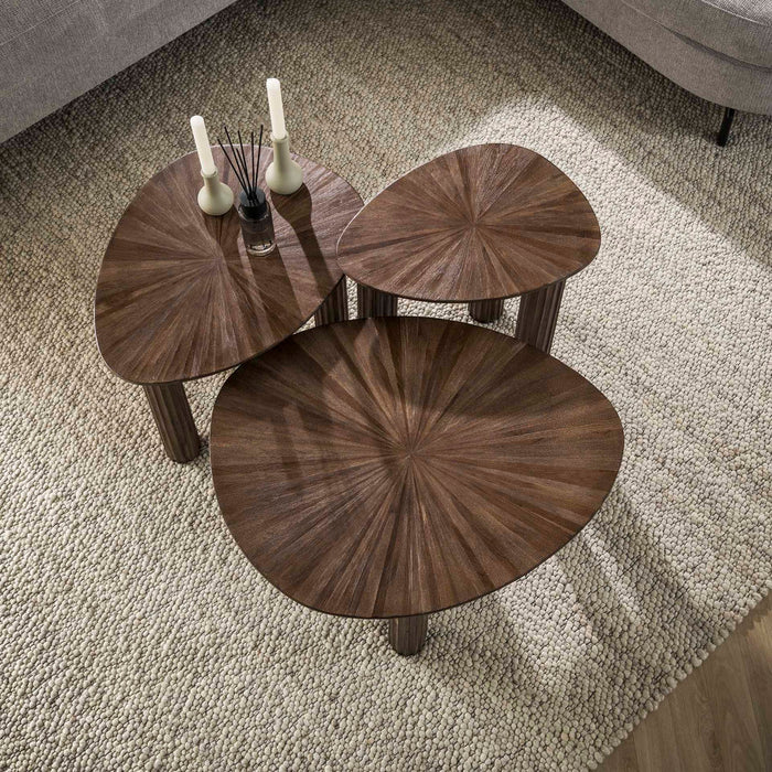 Fraaai Alistair bijzettafel set van 3 driehoek Maya teak - bruin
