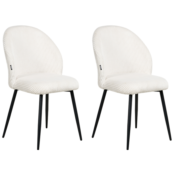 Beliani - ELOY - Eetkamerstoel set van 2 - Gebroken wit - Corduroy