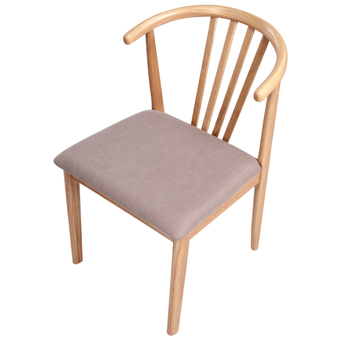 Beliani-CRAIG-Eetkamerstoel set van 2-Lichtbruin|Taupe-Rubberhout