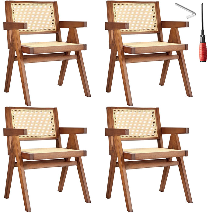 tectake® Eetkamerstoel Lizzy met Weens vlechtwerk in boho-stijl