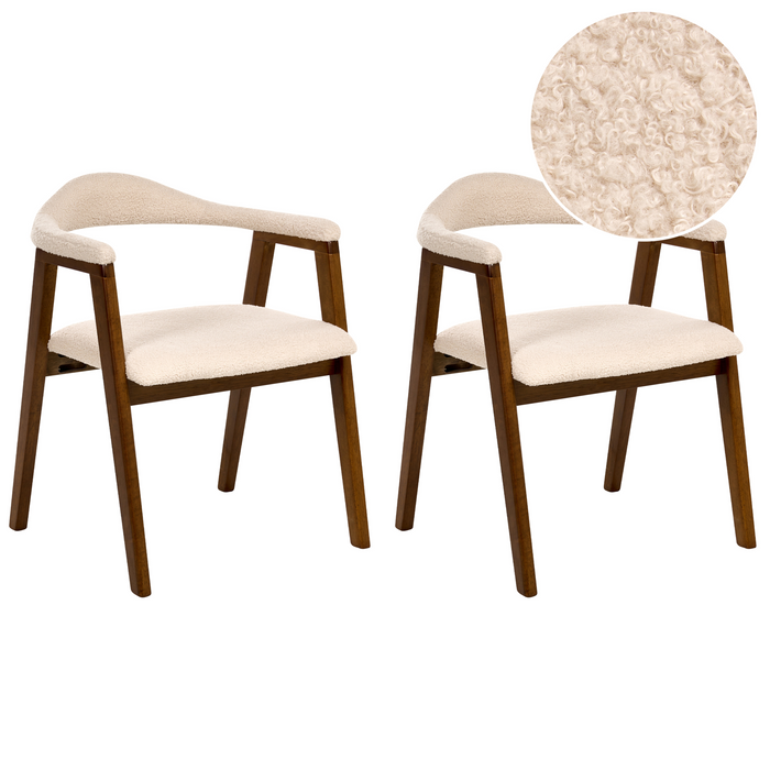 Beliani - ONECO - Eetkamerstoel set van 2 - Donkerbruin - Rubberhout