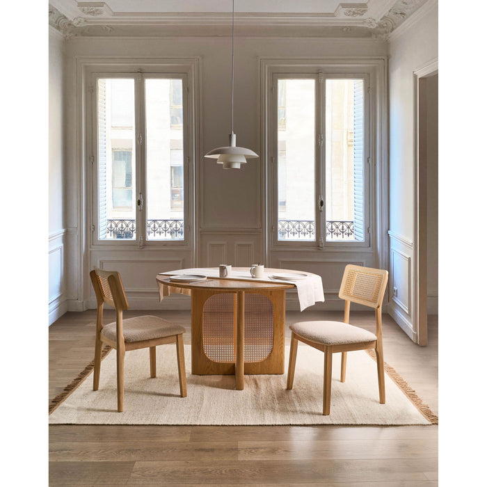 Beliani-EMBAR-Eetkamerstoel set van 2-Lichtbruin-Rubberhout|Bouclé