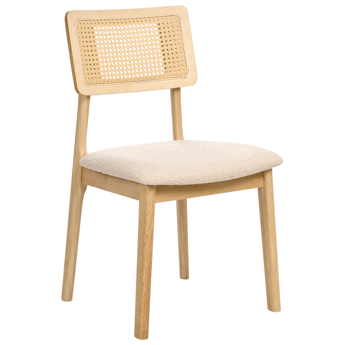 Beliani-EMBAR-Eetkamerstoel set van 2-Lichtbruin-Rubberhout|Bouclé