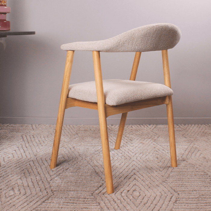 DS4U Quinn eetkamerstoel beige - naturel hout