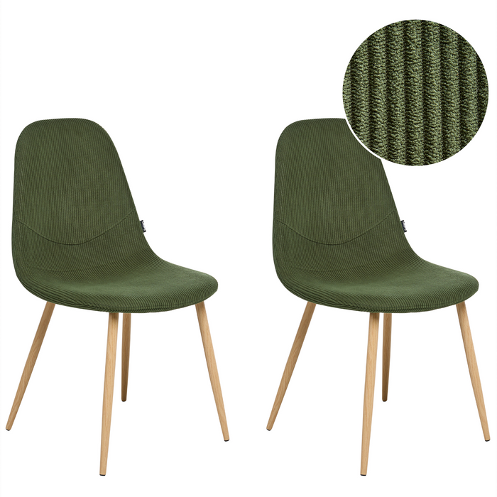 Beliani - HILDEN - Eetkamerstoel set van 2 - Groen - Corduroy