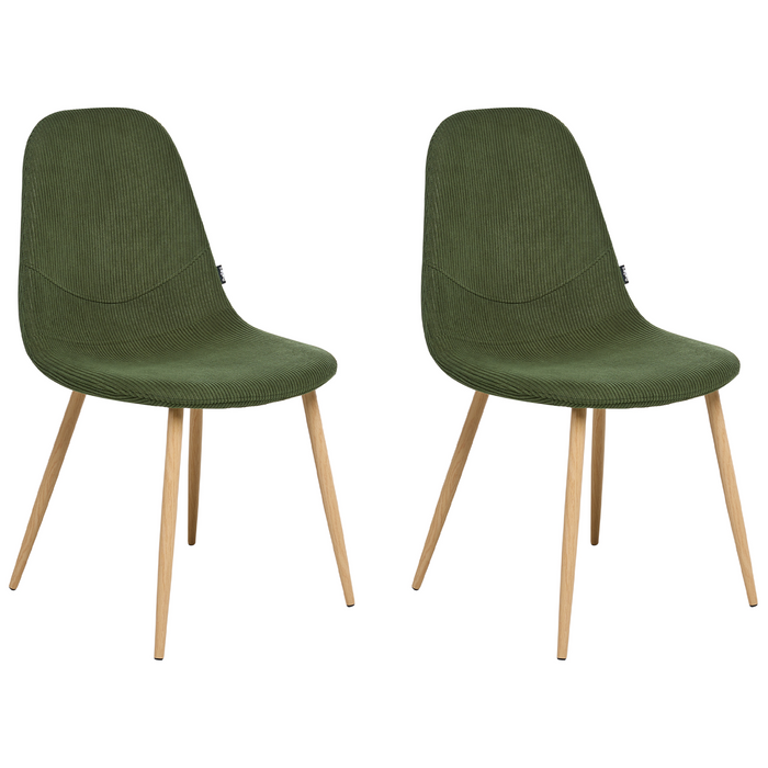 Beliani - HILDEN - Eetkamerstoel set van 2 - Groen - Corduroy