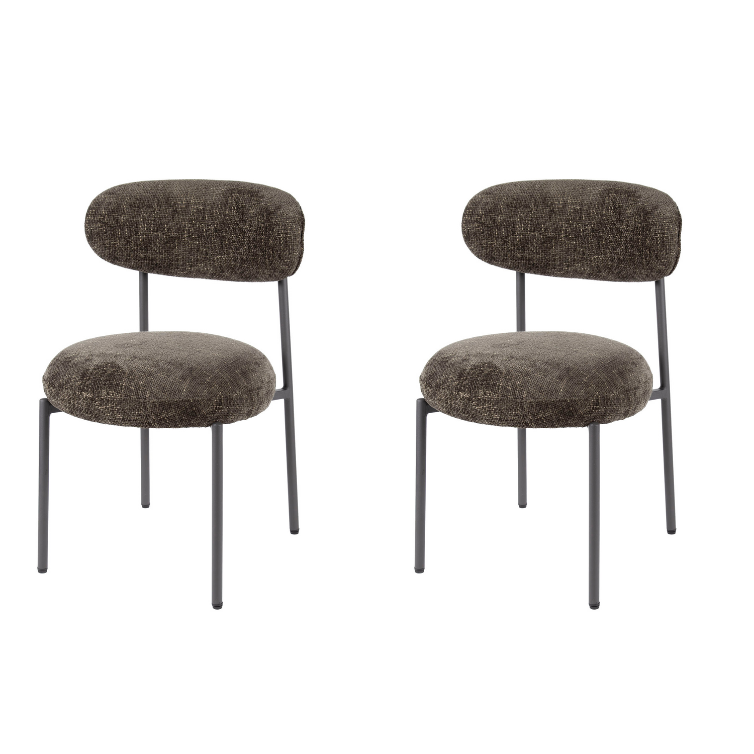 Hoyz Collection - Eetkamerstoel Round - Bruin - Set van 2