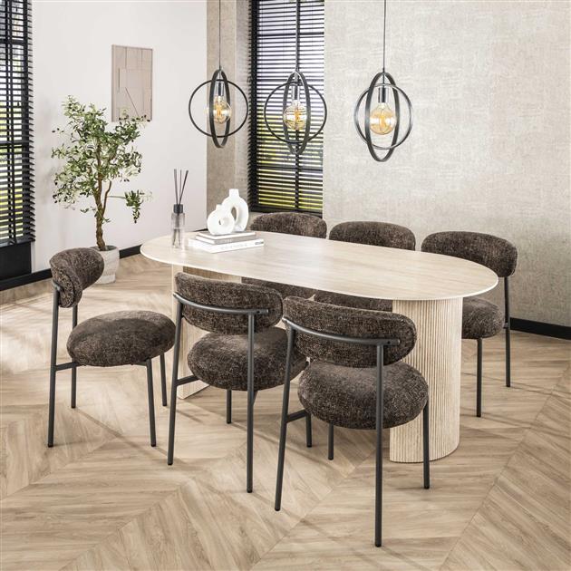 Hoyz Collection - Eetkamerstoel Round - Bruin - Set van 2