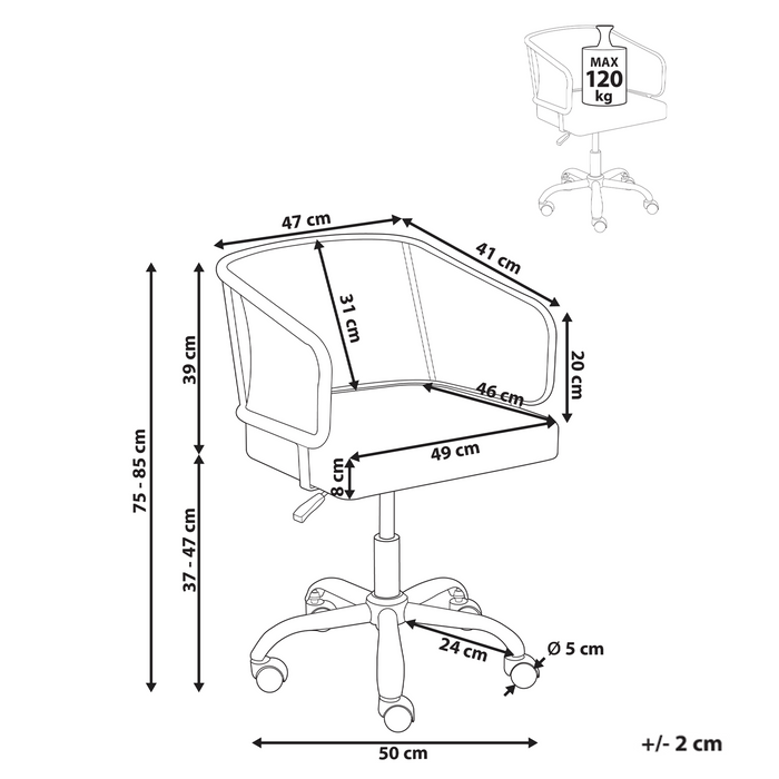 Beliani - TUCSON - Bureaustoel - Zwart - Kunstleer