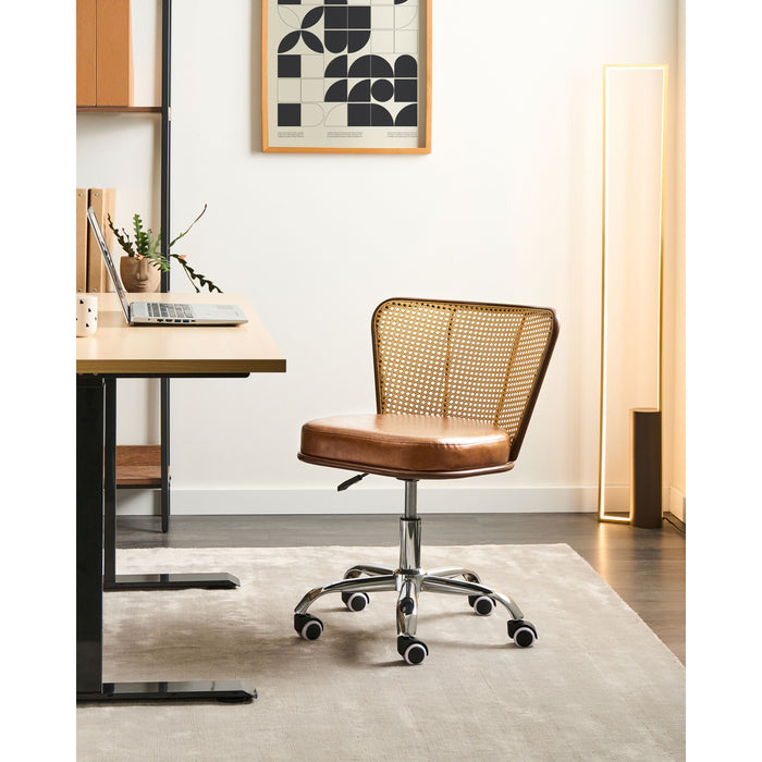 Beliani - ROSWELL - Bureaustoel - Bruin - Kunstleer