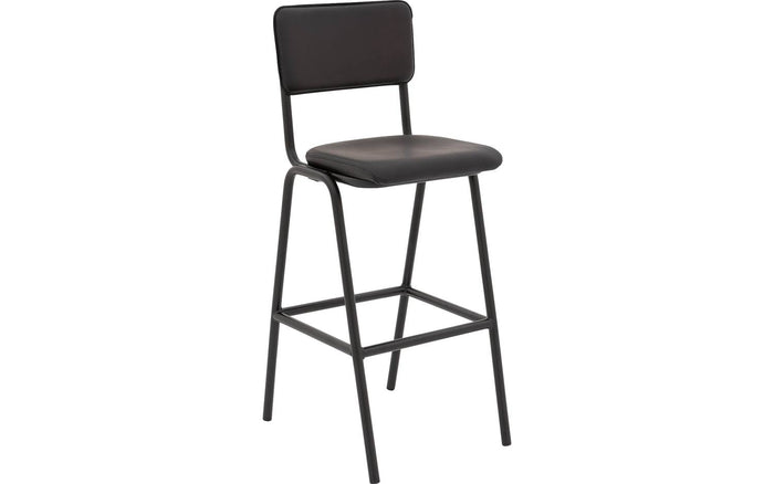 Goossens Barstoel Chaplin - grijs Leder zonder armleuning