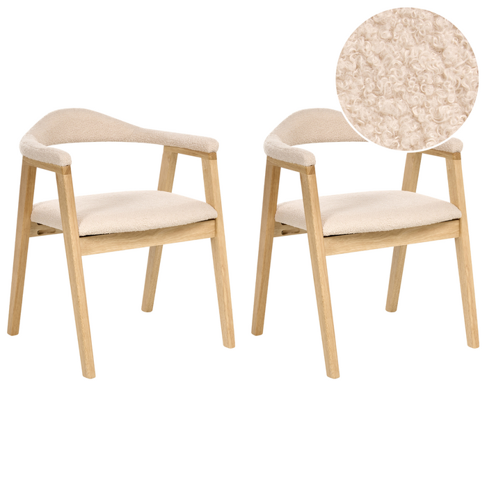 Beliani - ONECO - Eetkamerstoel set van 2 - Lichtbruin - Rubberhout