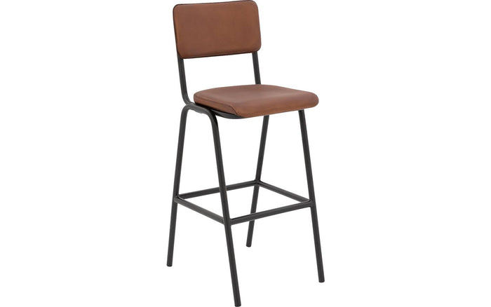 Goossens Barstoel Chaplin - bruin Leder zonder armleuning
