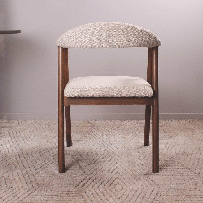 DS4U Quinn eetkamerstoel beige - donkerbruin hout