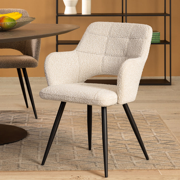 Eetkamerstoel Ziggy - Creme - Textiel - 61x86x63cm (BxHxD)