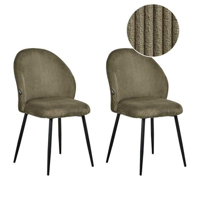Beliani - ELOY - Eetkamerstoel set van 2 - Donkergroen - Corduroy
