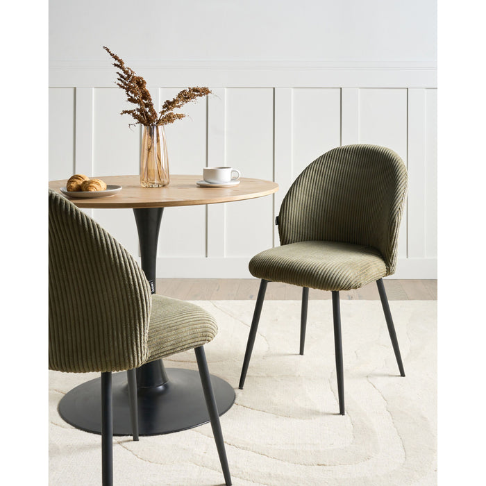 Beliani - ELOY - Eetkamerstoel set van 2 - Donkergroen - Corduroy