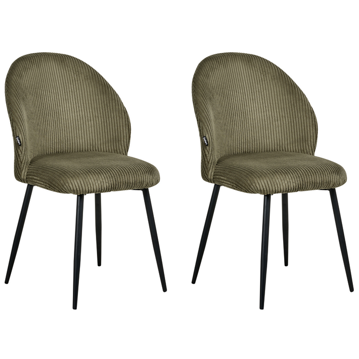 Beliani - ELOY - Eetkamerstoel set van 2 - Donkergroen - Corduroy