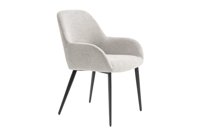 Eetkamerstoelen set van 4 met armleuning - Levi - Grijs - Stof