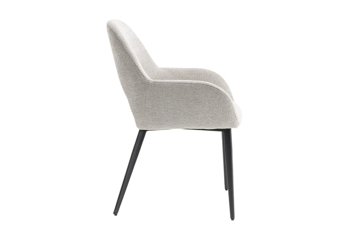 Eetkamerstoelen set van 4 met armleuning - Levi - Grijs - Stof