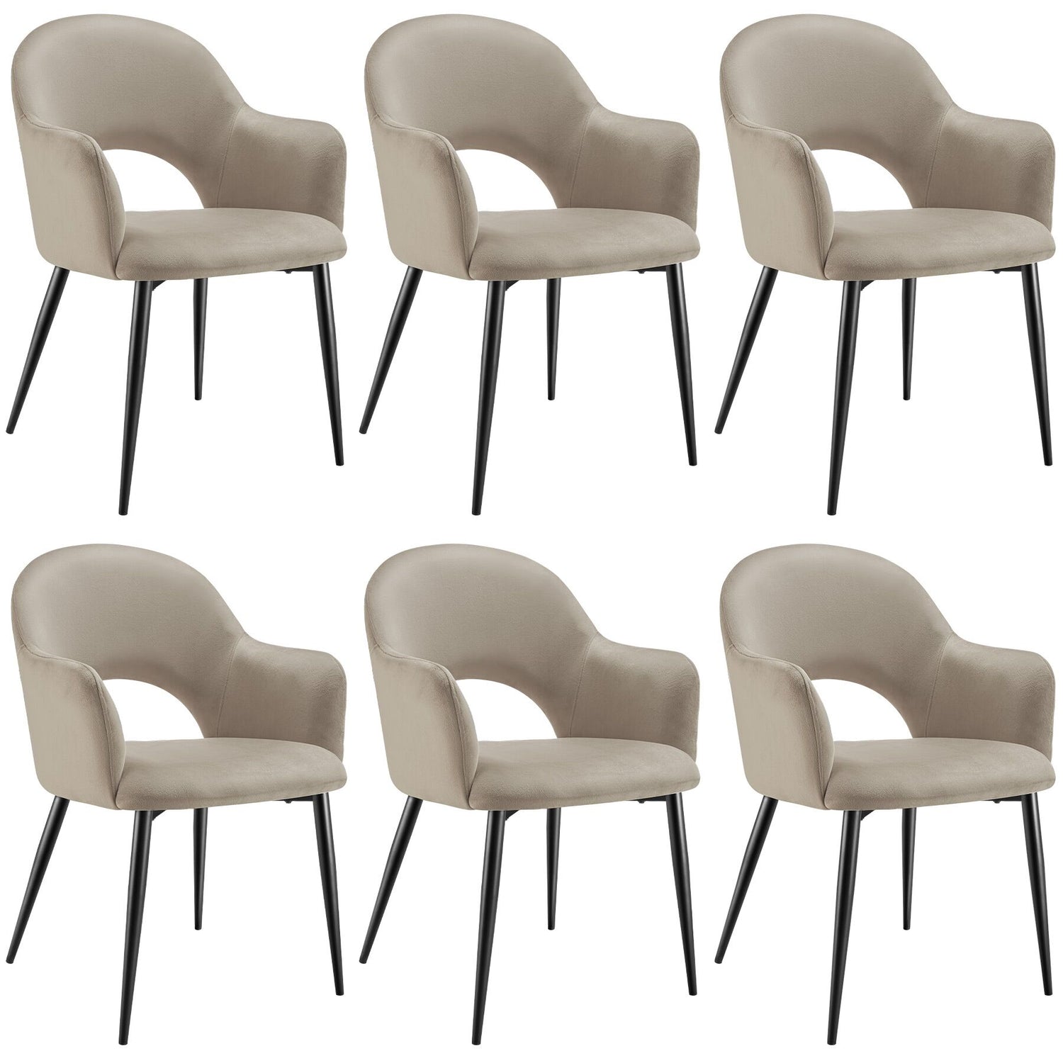 tectake® Eetkamerstoel Sachel, fluweellook, gestoffeerd, 120 kg