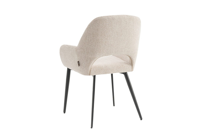 Eetkamerstoelen set van 4 met armleuning - Levi - Beige - Stof