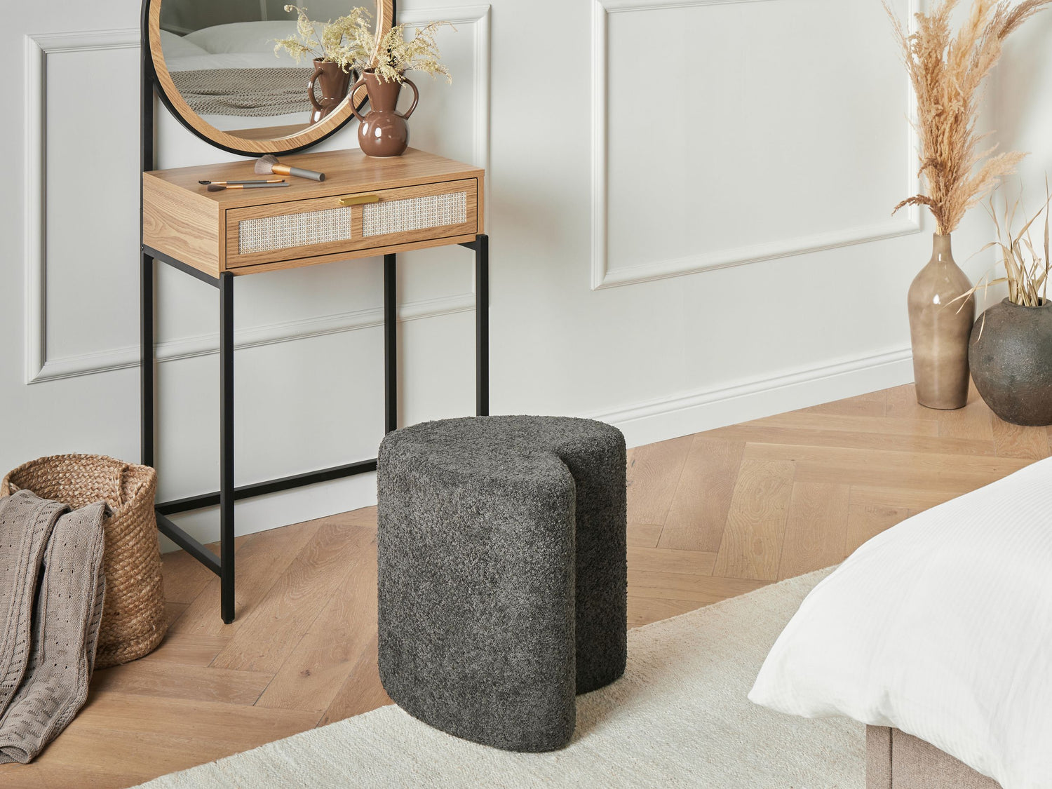 Beliani - SCOTIA - Poef - Donkergrijs - Chenille