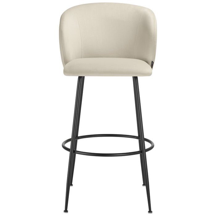 tectake® Barkruk Luana, met rugleuning, fluweellook - Set van 2