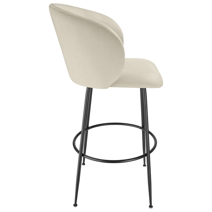 tectake® Barkruk Luana, met rugleuning, fluweellook - Set van 2